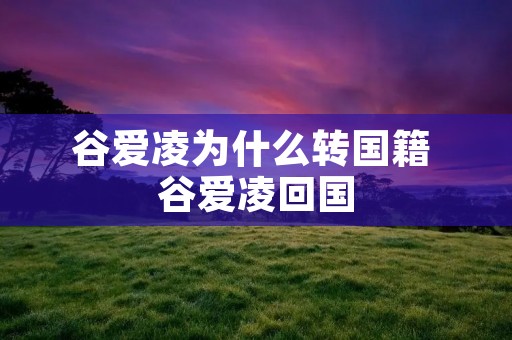 谷爱凌为什么转国籍 谷爱凌回国