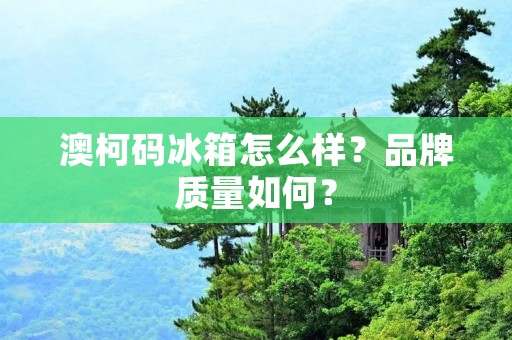 澳柯码冰箱怎么样？品牌质量如何？