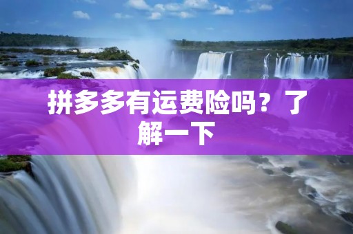 拼多多有运费险吗？了解一下