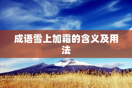 成语雪上加霜的含义及用法