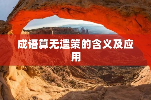 成语算无遗策的含义及应用