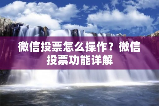 微信投票怎么操作?微信投票功能详解 微信投票怎么操作?微信投票功能详解