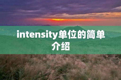 intensity单位的简单介绍
