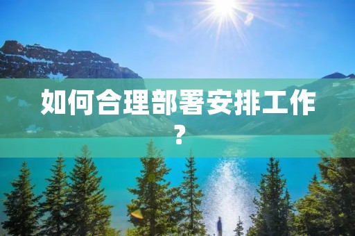 如何合理部署安排工作? 如何合理部署安排工作?