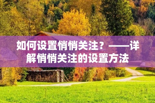 如何设置悄悄关注？——详解悄悄关注的设置方法