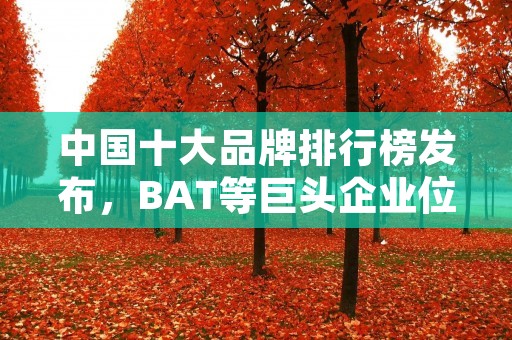 中国十大品牌排行榜发布，BAT等巨头企业位列前列