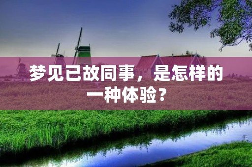 梦见已故同事，是怎样的一种体验？