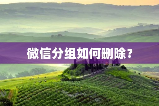 微信分组如何删除? 微信分组如何删除?