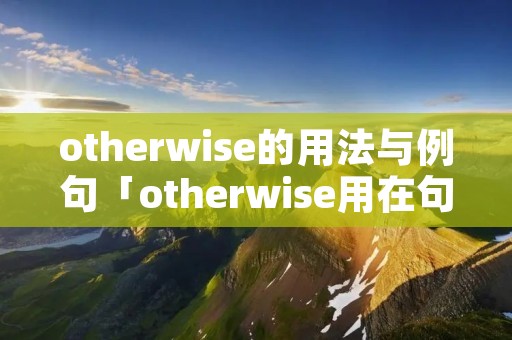 otherwise的用法与例句「otherwise用在句末」