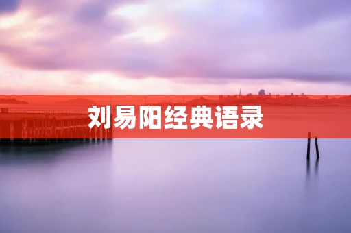 刘易阳经典语录:用言语点亮人生的智慧之光