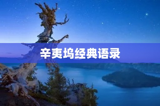辛夷坞经典语录:引领人生的智慧箴言