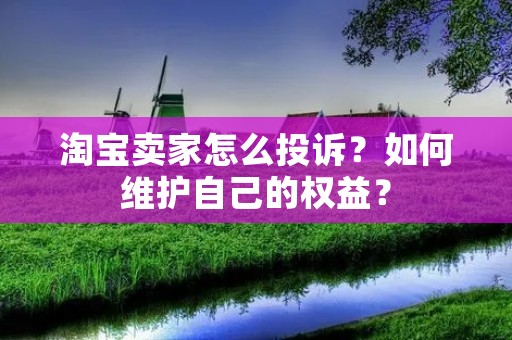 淘宝卖家怎么投诉？如何维护自己的权益？
