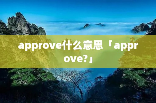 approve什么意思「approve?」 approve什么意思「approve?」