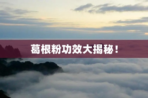葛根粉功效大揭秘！