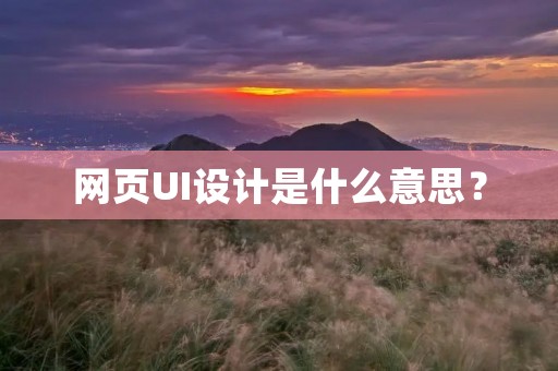 网页UI设计是什么意思? 网页UI设计是什么意思?