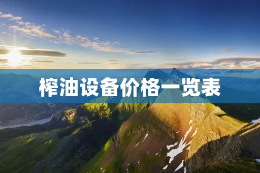 榨油设备价格一览表