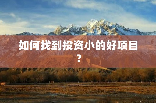 如何找到投资小的好项目？