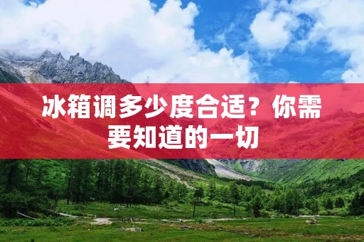 冰箱调多少度合适？你需要知道的一切