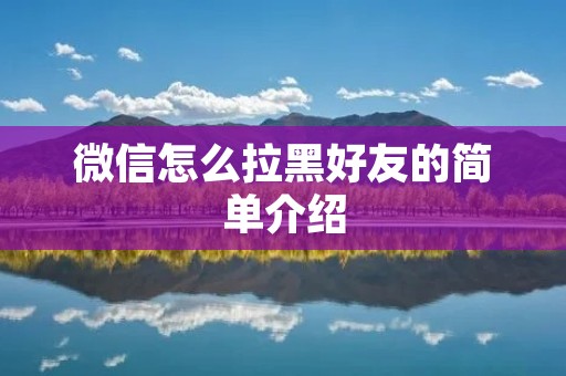 微信怎么拉黑好友的简单介绍 微信怎么拉黑好友的简单介绍