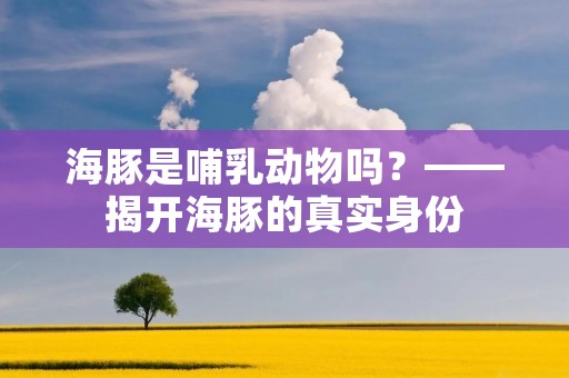 海豚是哺乳动物吗？——揭开海豚的真实身份