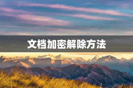 文档加密解除方法