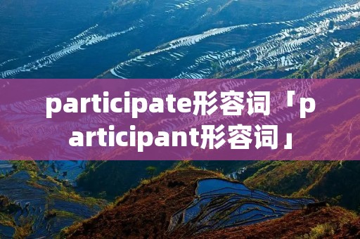 participate形容词「participant形容词」 participate形容词「participant形容词」