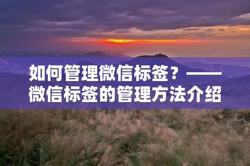 如何管理微信标签？——微信标签的管理方法介绍