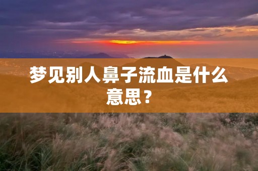 梦见别人鼻子流血是什么意思?