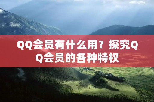 QQ会员有什么用？探究QQ会员的各种特权