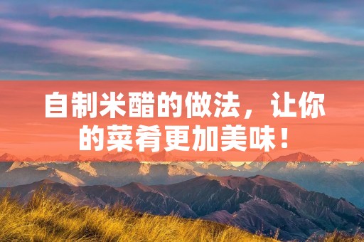 自制米醋的做法，让你的菜肴更加美味！