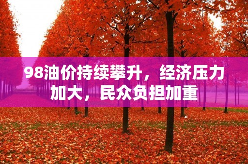 98油价持续攀升,经济压力加大,民众负担加重 98油价持续攀升,经济压力加大,民众负担加重