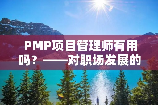  PMP项目管理师有用吗？——对职场发展的影响