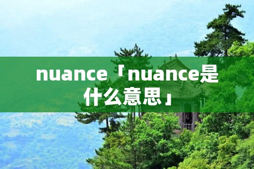 nuance「nuance是什么意思」