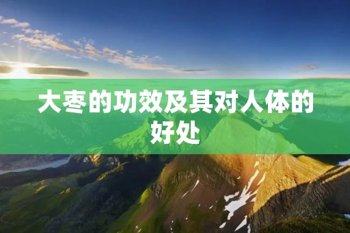 大枣的功效及其对人体的好处