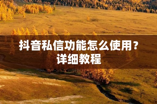 抖音私信功能怎么使用？详细教程
