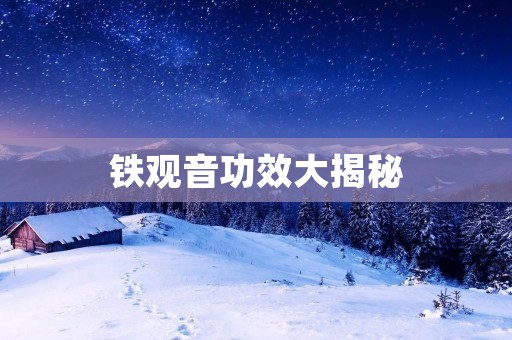 铁观音功效大揭秘：从减肥到抗氧化，全面助你健康