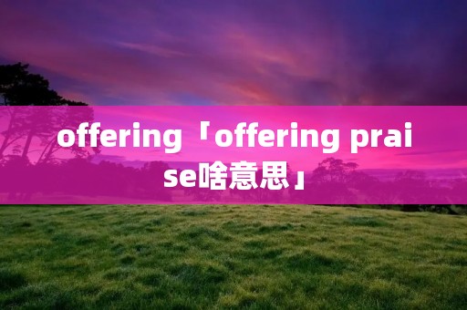 offering「offering praise啥意思」