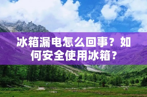 冰箱漏电怎么回事？如何安全使用冰箱？