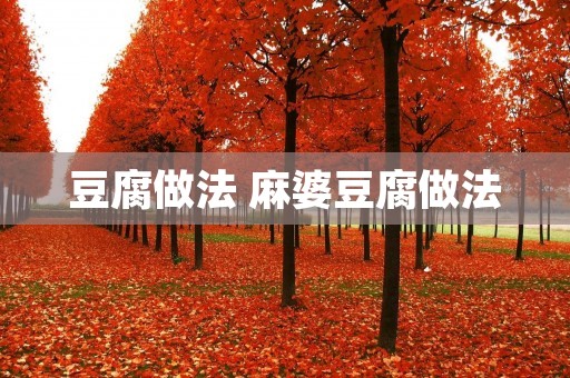 豆腐做法 麻婆豆腐做法