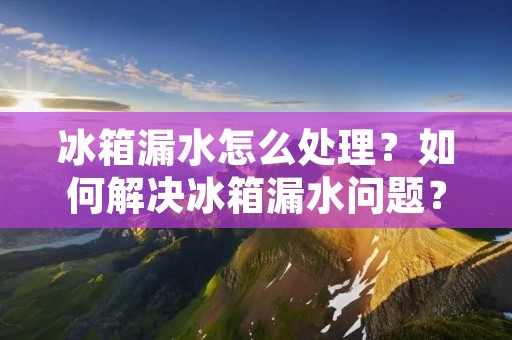 冰箱漏水怎么处理？如何解决冰箱漏水问题？