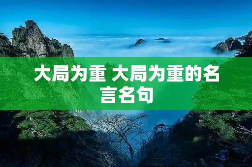 大局为重 大局为重的名言名句