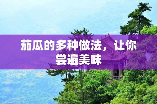 茄瓜的多种做法，让你尝遍美味