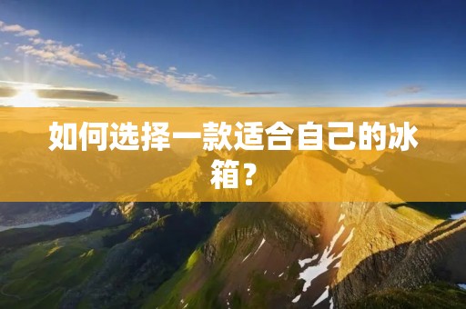 如何选择一款适合自己的冰箱？