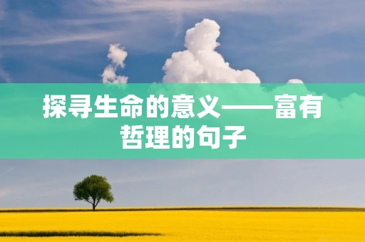 探寻生命的意义——富有哲理的句子