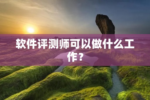 软件评测师可以做什么工作?