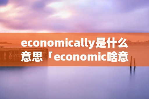 economically是什么意思「economic啥意思」