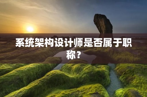 系统架构设计师是否属于职称?