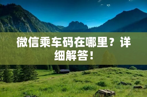 微信乘车码在哪里?详细解答! 微信乘车码在哪里?详细解答!