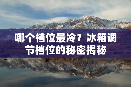 哪个档位最冷？冰箱调节档位的秘密揭秘