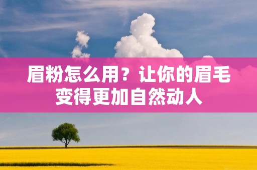 眉粉怎么用?让你的眉毛变得更加自然动人 眉粉怎么用?让你的眉毛变得更加自然动人